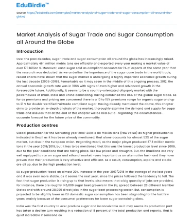 Global Dynamics of Sugar Trade and Consumption