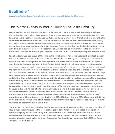 The Worst Events In World During The 20th Century