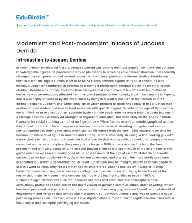 Modernism and Post-modernism in Ideas of Jacques Derrida