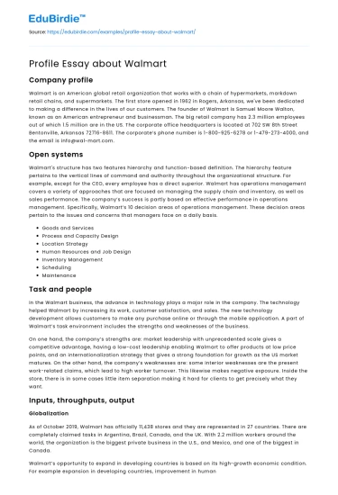 Profile Essay about Walmart