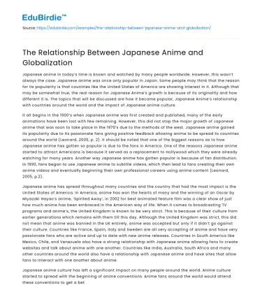 The Relationship Between Japanese Anime and Globalization