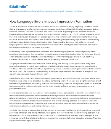 How Language Errors Impact Impression Formation