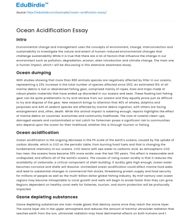 Ocean Acidification Essay