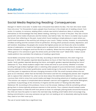 Social Media Replacing Reading: Consequences