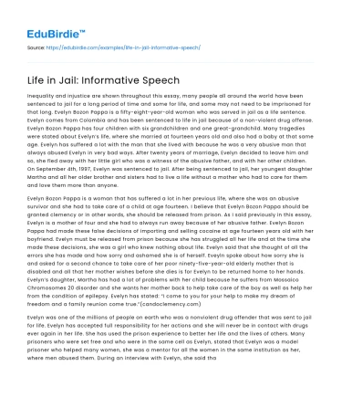 Life in Jail: Informative Speech