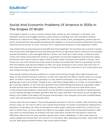 Social and Economic Struggles in The Grapes Of Wrath
