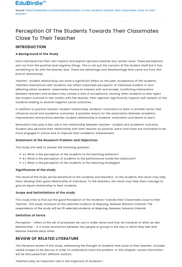 Impacts of Teacher-Student Dynamics on Peer Perception