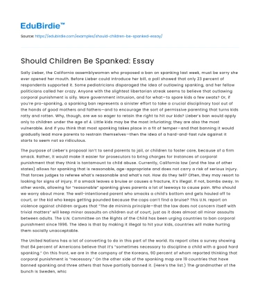 Should Children Be Spanked: Essay