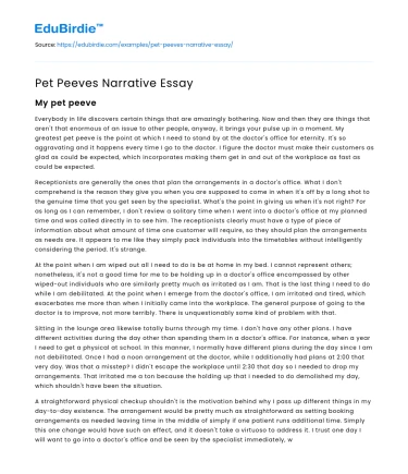 Pet Peeves Narrative Essay