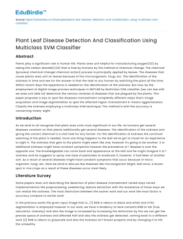 Advanced Techniques in Plant Disease Recognition