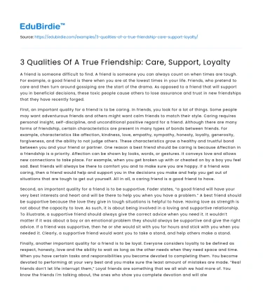 3 Qualities Of A True Friendship: Care, Support, Loyalty