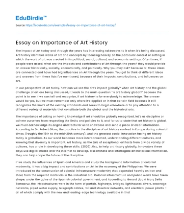 Essay on Importance of Art History