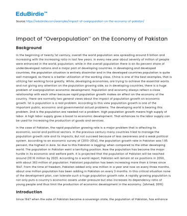 Overpopulation and Its Economic Implications in Pakistan