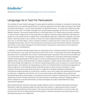 Language As A Tool For Persuasion