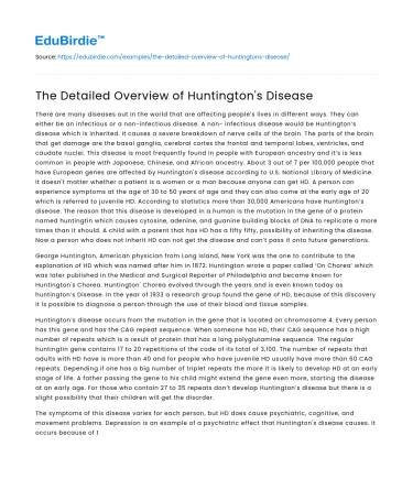 The Detailed Overview of Huntington’s Disease