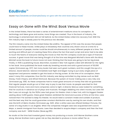 Essay on Gone with the Wind: Book Versus Movie