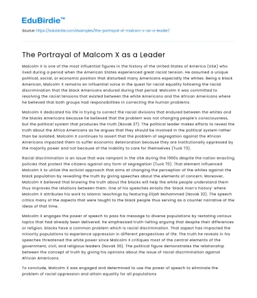 The Portrayal of Malcom X as a Leader