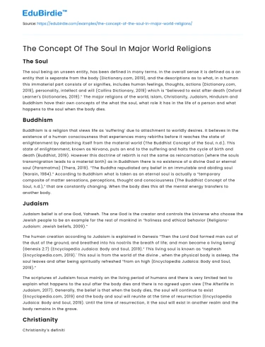 The Concept Of The Soul In Major World Religions