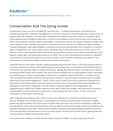 Conservation And The Dying Hunter