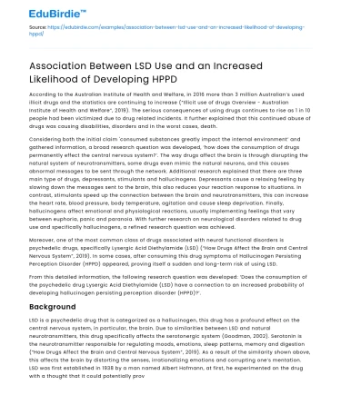 Association Between LSD Use and an Increased Likelihood of Developing HPPD