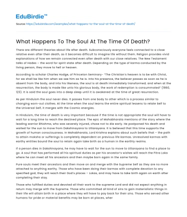 What Happens To The Soul At The Time Of Death?