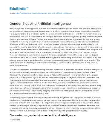 Gender Bias in Artificial Intelligence