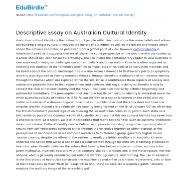 Descriptive Essay on Australian Cultural Identity