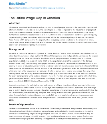 The Latino Wage Gap In America