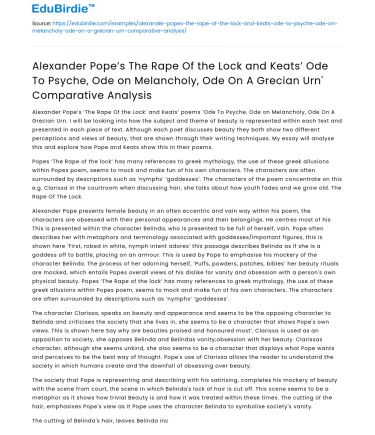 Comparative Analysis of Pope’s The Rape of the Lock and Keats’ Odes