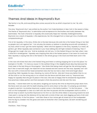 Themes And Ideas In Raymond’s Run