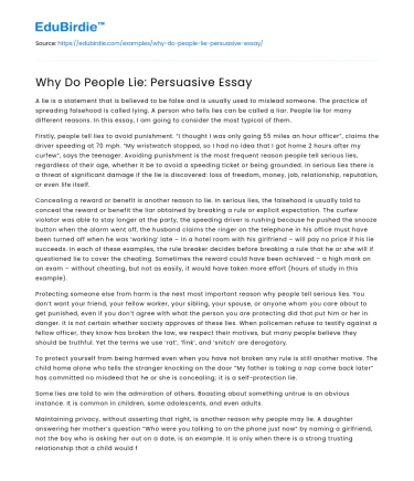 Why Do People Lie: Persuasive Essay