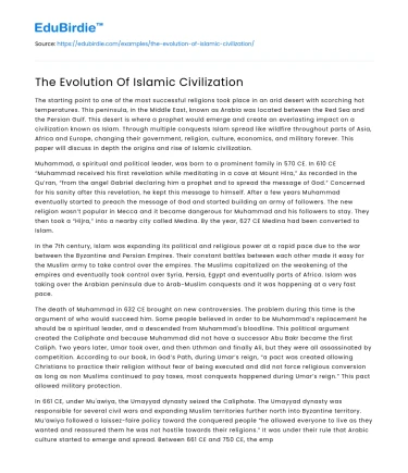 The Evolution Of Islamic Civilization
