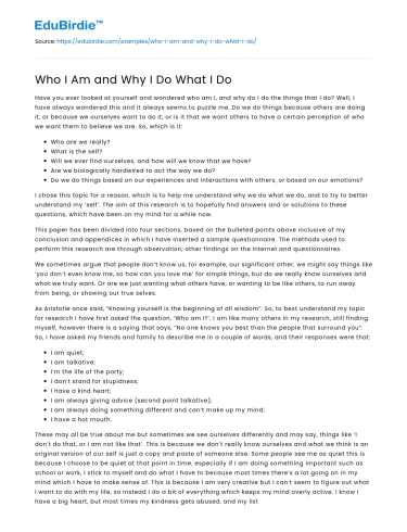 Who I Am and Why I Do What I Do