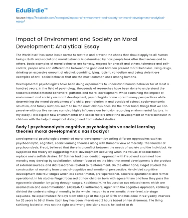 Impact of Environment and Society on Moral Development
