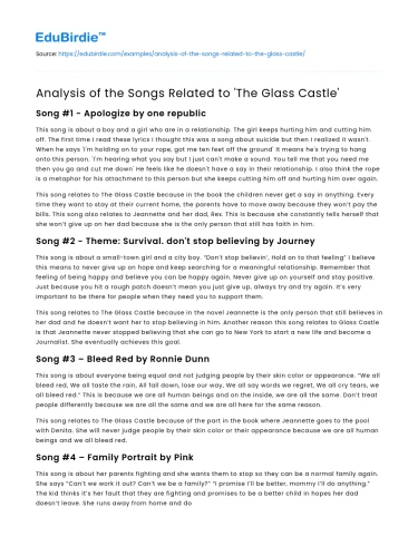 Analysis of the Songs Related to ‘The Glass Castle’