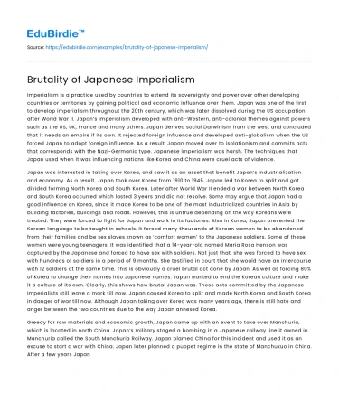 Brutality of Japanese Imperialism