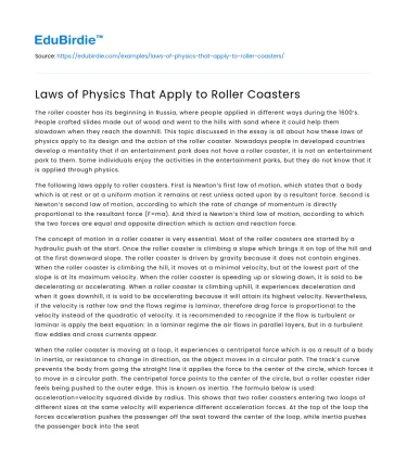 Laws of Physics That Apply to Roller Coasters