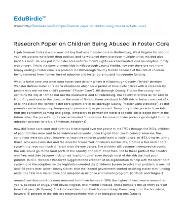 Research Paper on Children Being Abused in Foster Care