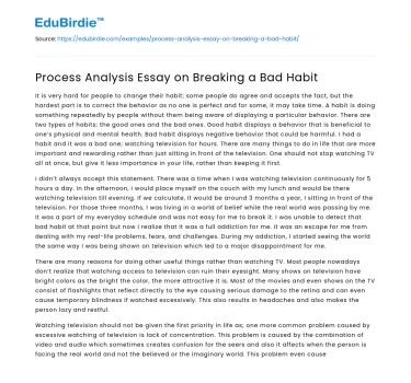 Process Analysis Essay on Breaking a Bad Habit
