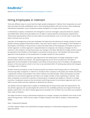 Hiring Employees in Vietnam