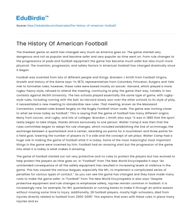 The History Of American Football