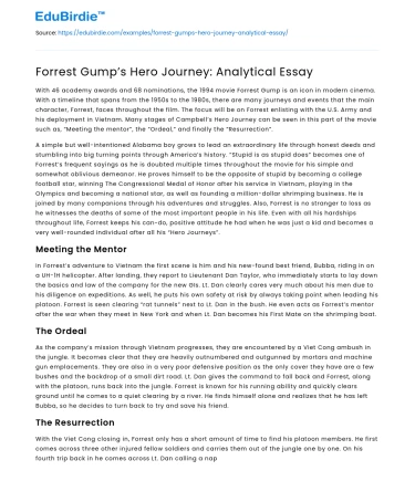 Forrest Gump’s Hero Journey: Analytical Essay