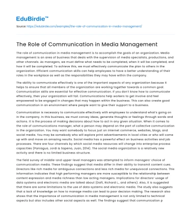 The Role of Communication in Media Management