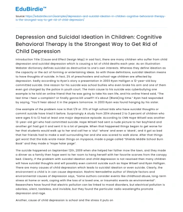 Effectiveness of CBT in Treating Child Depression