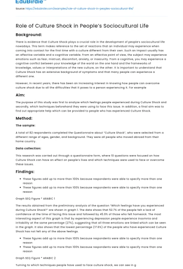 Role of Culture Shock in People’s Sociocultural Life