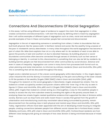 Connections And Disconnections Of Racial Segregation