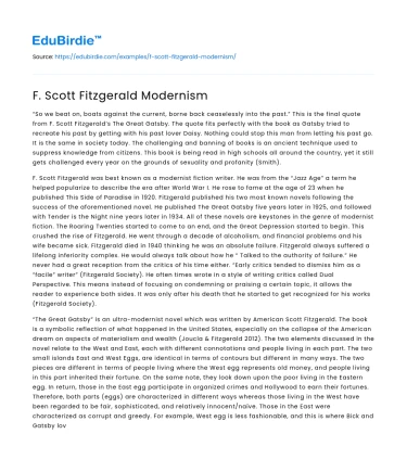 F. Scott Fitzgerald Modernism