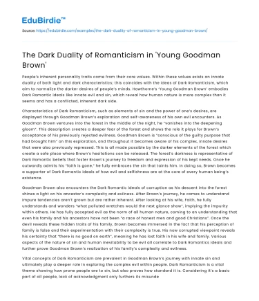 The Dark Duality of Romanticism in ‘Young Goodman Brown’