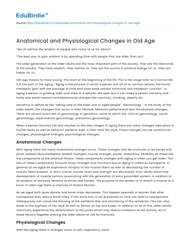 The Aging Process: Anatomical and Physiological Transformations