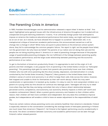 The Parenting Crisis In America